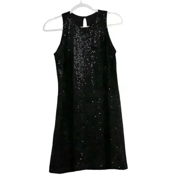 Vintage 90s All That Jazz Dress Size 8 Mini Black Sequin Glittery Cocktail Party - Picture 1 of 12